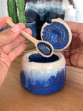 33 Ocean Love Salt/Sugar Jar with Carved Clay Spoon