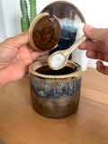 35 Moody Bronze Salt/Sugar Jar with Carved Clay Spoon