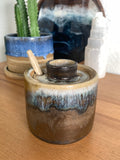 35 Moody Bronze Salt/Sugar Jar with Carved Clay Spoon