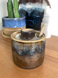 35 Moody Bronze Salt/Sugar Jar with Carved Clay Spoon