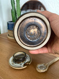 35 Moody Bronze Salt/Sugar Jar with Carved Clay Spoon